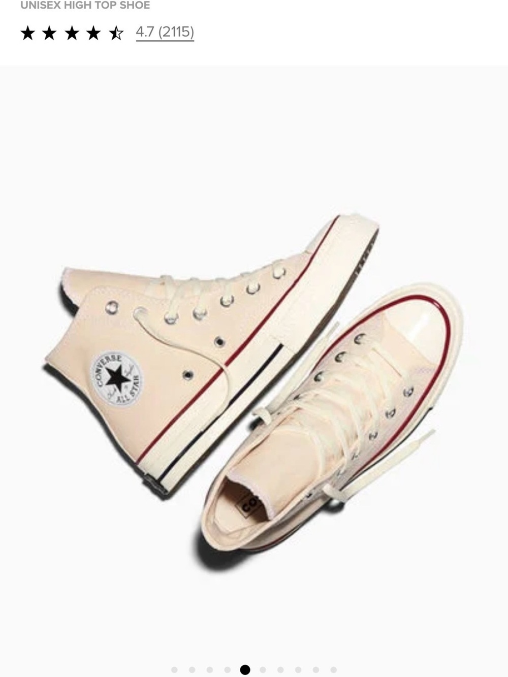 Converse High Top Sneakers in Pale Pink with Red Trim